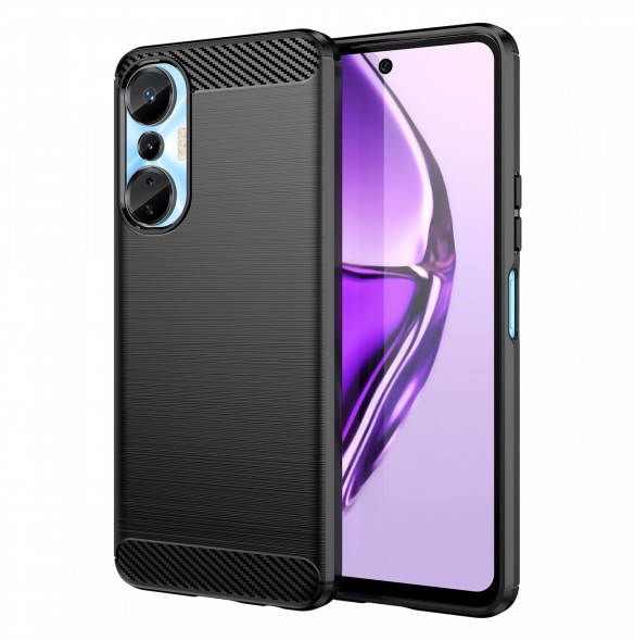 Carbon Case väska för Infinix Hot 20S flexibel silikon kolfodral svart