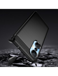 Carbon Case väska för Infinix Hot 20S flexibel silikon kolfodral svart