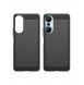 Carbon Case väska för Infinix Hot 20S flexibel silikon kolfodral svart