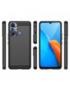 Carbon Case väska för Infinix Hot 20i flexibel silikon kolfodral svart