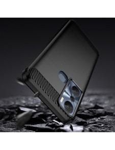 Carbon Case väska för Infinix Hot 20i flexibel silikon kolfodral svart