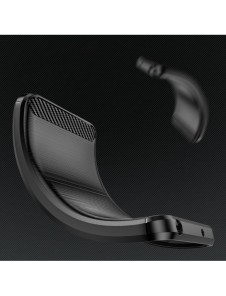 Carbon Case väska för Infinix Hot 20i flexibel silikon kolfodral svart