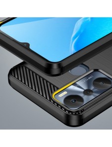 Carbon Case väska för Infinix Hot 20i flexibel silikon kolfodral svart