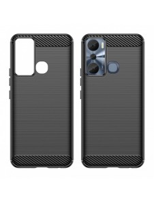 Carbon Case väska för Infinix Hot 20i flexibel silikon kolfodral svart