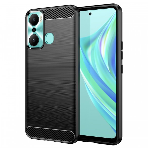 Carbon Case fodral för Infinix Hot 20 Play flexibelt silikon kolfodral svart