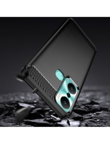 Carbon Case fodral för Infinix Hot 20 Play flexibelt silikon kolfodral svart