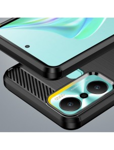 Carbon Case fodral för Infinix Hot 20 Play flexibelt silikon kolfodral svart