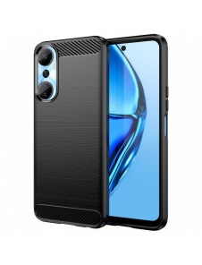 Carbon Case väska för Infinix Hot 20 flexibel silikon kolfodral svart