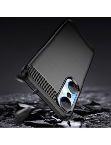 Carbon Case väska för Infinix Hot 20 flexibel silikon kolfodral svart