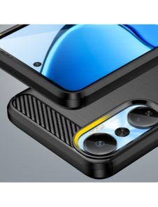 Carbon Case väska för Infinix Hot 20 flexibel silikon kolfodral svart