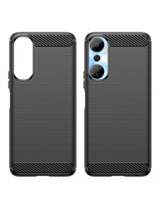 Carbon Case väska för Infinix Hot 20 flexibel silikon kolfodral svart
