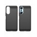 Carbon Case väska för Infinix Hot 20 flexibel silikon kolfodral svart