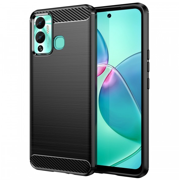 Carbon Case-fodral för Infinix Hot 12 Play NFC / Hot 12 Play flexibelt silikon kolfodral svart