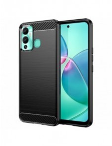 Carbon Case-fodral för Infinix Hot 12 Play NFC / Hot 12 Play flexibelt silikon kolfodral svart