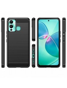 Carbon Case-fodral för Infinix Hot 12 Play NFC / Hot 12 Play flexibelt silikon kolfodral svart