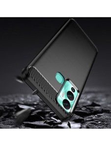 Carbon Case-fodral för Infinix Hot 12 Play NFC / Hot 12 Play flexibelt silikon kolfodral svart