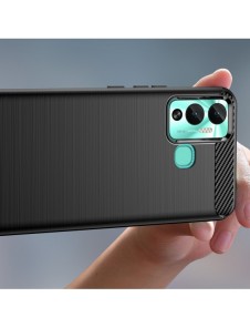 Carbon Case-fodral för Infinix Hot 12 Play NFC / Hot 12 Play flexibelt silikon kolfodral svart