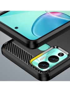 Carbon Case-fodral för Infinix Hot 12 Play NFC / Hot 12 Play flexibelt silikon kolfodral svart