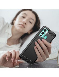 Carbon Case-fodral för Infinix Hot 12 Play NFC / Hot 12 Play flexibelt silikon kolfodral svart