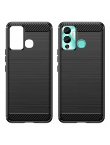 Carbon Case-fodral för Infinix Hot 12 Play NFC / Hot 12 Play flexibelt silikon kolfodral svart