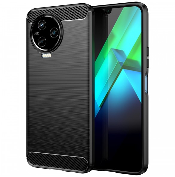 Carbon Case Cover för Infinix Note 12 (2023) / Infinix Note 12 Pro Flexible Silikon Carbon Cover Black