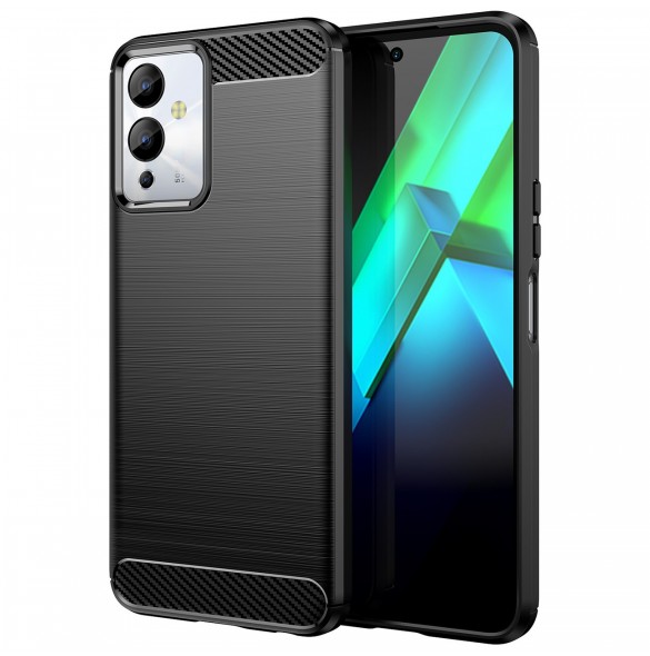 Carbon Case väska för Infinix Note 12i flexibel silikon kolfodral svart
