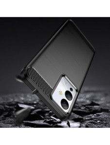 Carbon Case väska för Infinix Note 12i flexibel silikon kolfodral svart