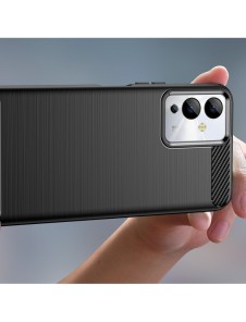 Carbon Case väska för Infinix Note 12i flexibel silikon kolfodral svart