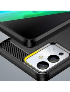Carbon Case väska för Infinix Note 12i flexibel silikon kolfodral svart