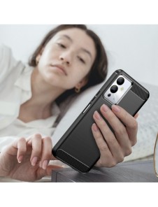 Carbon Case väska för Infinix Note 12i flexibel silikon kolfodral svart