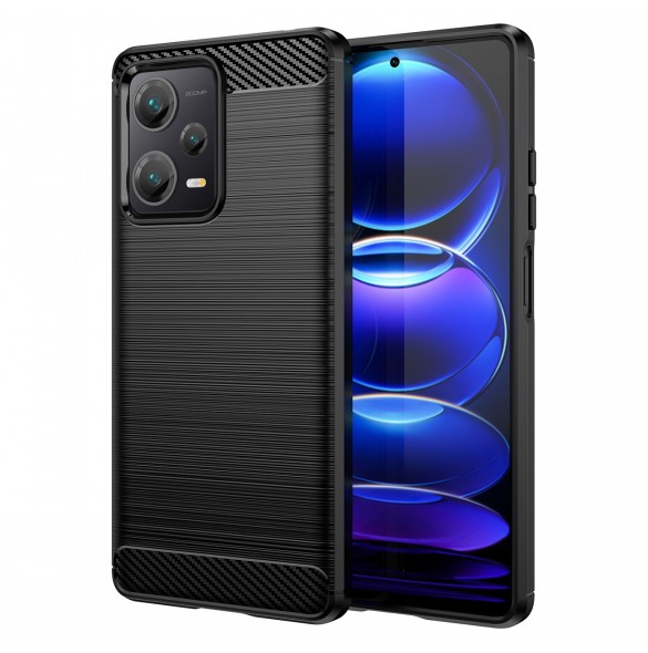 Carbon Case-fodral för Xiaomi Redmi Note 12 Pro+ flexibelt silikon kolfodral svart