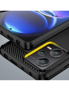 Carbon Case-fodral för Xiaomi Redmi Note 12 Pro+ flexibelt silikon kolfodral svart
