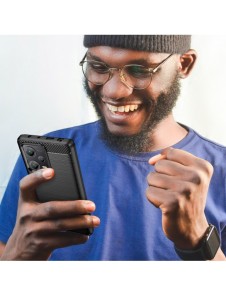 Carbon Case-fodral för Xiaomi Redmi Note 12 Pro+ flexibelt silikon kolfodral svart