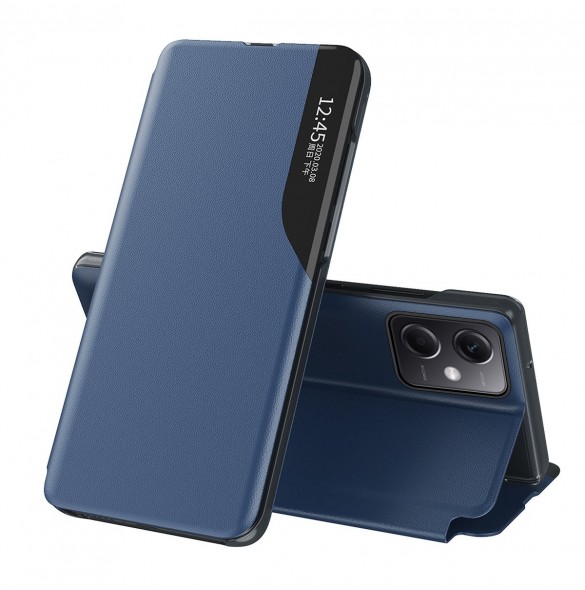 Eco Leather View Case för Xiaomi Redmi Note 12 Pro+ med flip-stativ blå