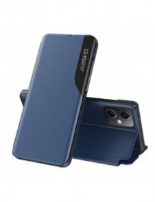 Eco Leather View Case Cover för Xiaomi Redmi Note 12 5G / Poco X5 5G med flipstativ blå