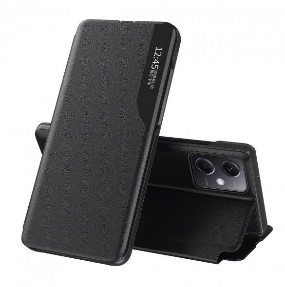Eco Leather View Case Cover för Xiaomi Redmi Note 12 5G / Poco X5 5G med flipstativ Svart