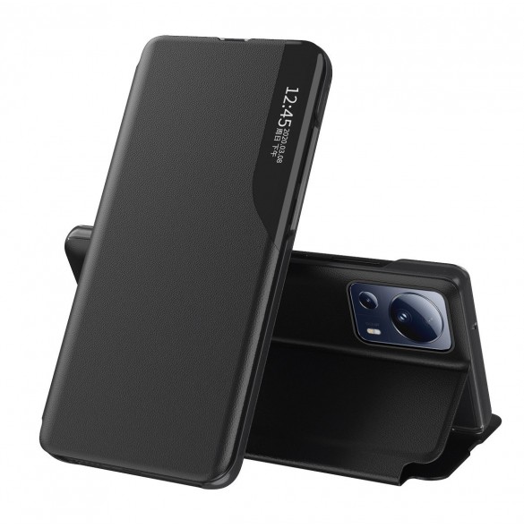 Eco Leather View Case-fodral för Xiaomi 13 Lite med ett flipstativ svart