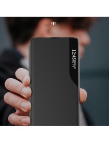 Eco Leather View Case-fodral för Samsung Galaxy A24 4G med flip-stativ blå