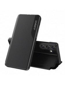 Eco Leather View Case-fodral till Samsung Galaxy A24 4G med ett flipstativ svart