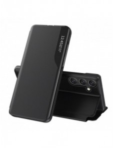 Eco Leather View Case-fodral till Samsung Galaxy A24 4G med ett flipstativ svart