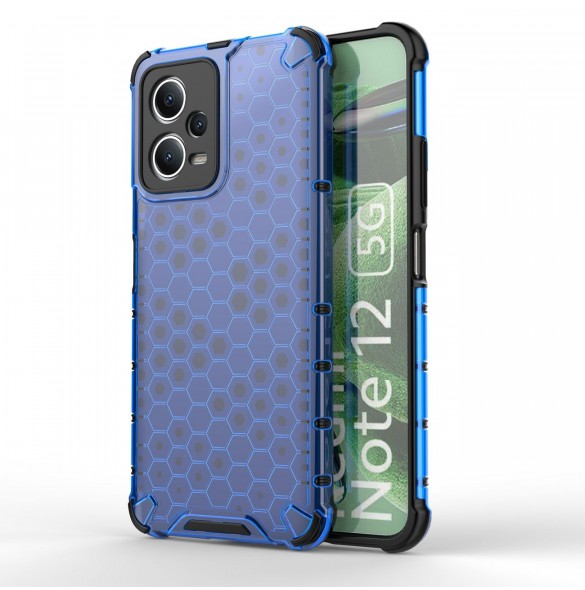 Honeycomb fodral för Xiaomi Redmi Note 12 5G / Poco X5 5G pansarhybridfodral blå