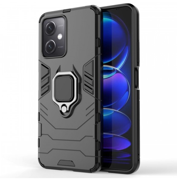 Ring Armor Case för Xiaomi Redmi Note 12 5G / Poco X5 5G Armor Cover Magnetisk Hållare Ring Svart