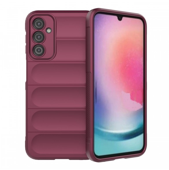 Magic Shield Fodral för Samsung Galaxy A24 4G flexibelt pansarskal vinröd