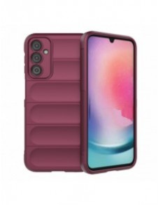 Magic Shield Fodral för Samsung Galaxy A24 4G flexibelt pansarskal vinröd
