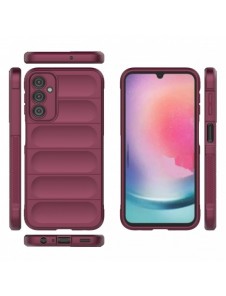 Magic Shield Fodral för Samsung Galaxy A24 4G flexibelt pansarskal vinröd