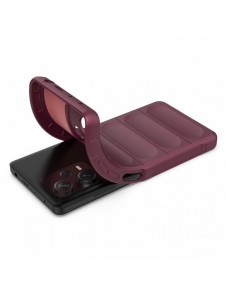 Magic Shield-fodral till Xiaomi Redmi Note 12 Pro+ flexibelt pansarfodral vinrött