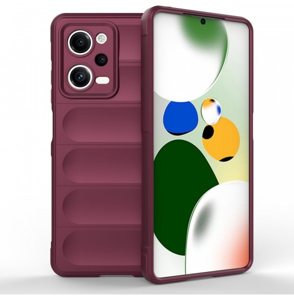 Magic Shield Case Cover för Xiaomi Redmi Note 12 Pro / Poco X5 Pro 5G Flexible Armor Cover Burgundy