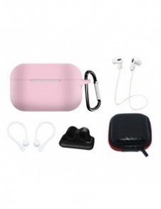 Silikonfodral Set för AirPods Pro 2 / AirPods Pro 1 + Fodral / Öronkrok / Nackrem / Klockarmbandshållare / Karbinhake - rosa