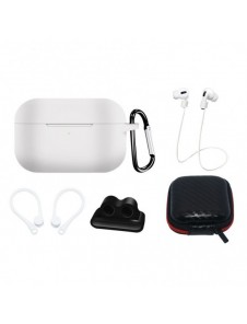 Silikonfodral för AirPods Pro 2 / AirPods Pro 1 + Fodral / Öronkrok / Nackrem / Klockarmbandshållare / Karbinhake - Vit