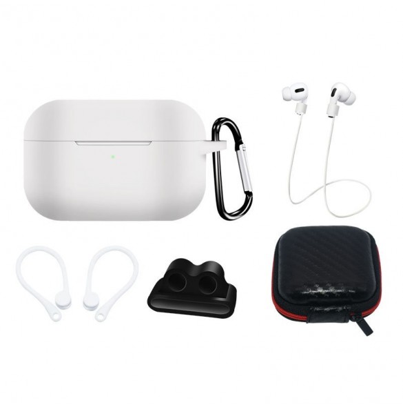 Silikonfodral för AirPods Pro 2 / AirPods Pro 1 + Fodral / Öronkrok / Nackrem / Klockarmbandshållare / Karbinhake - Vit